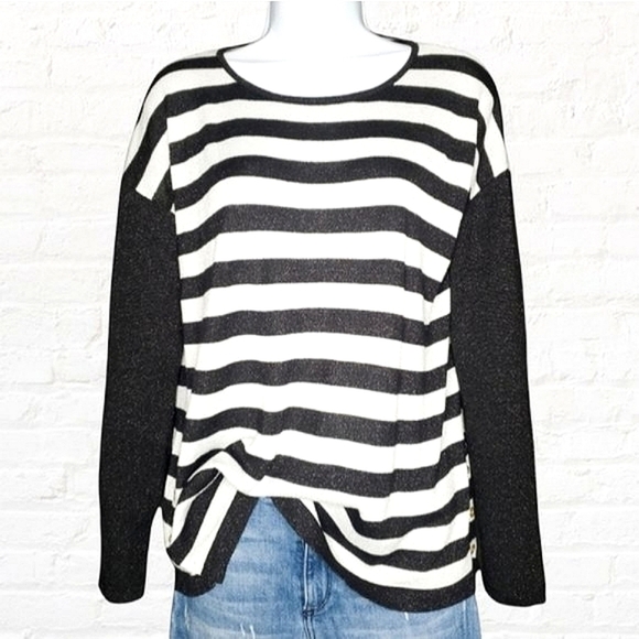3 for $30! Dana Buchman Shimmer Striped Lightweight Pullover Sweater - Picture 1 of 10